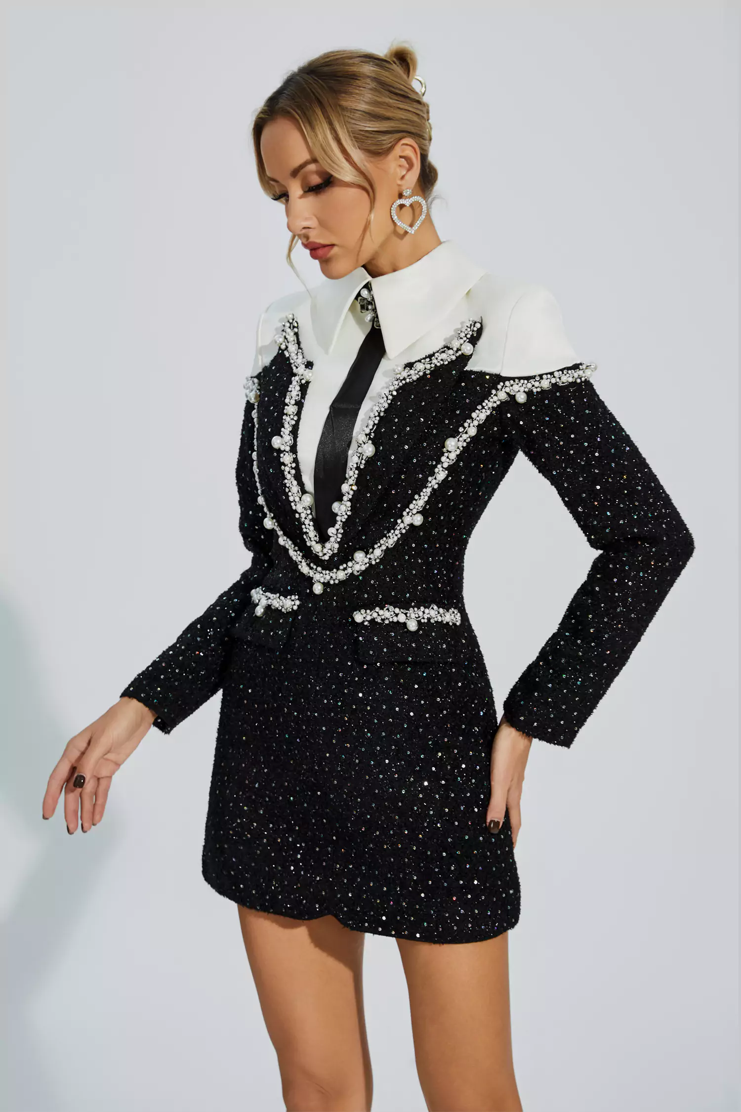 Katelyn Black Diamond Mini Dress-CATCHALL